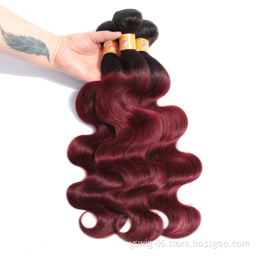 2021 Hot Sale Ombre 1b/99J Color Virgin Peruvian Hair Bundles, Unprocessed Peruvian Virgin Hair, Remy Peruvian Human Hair